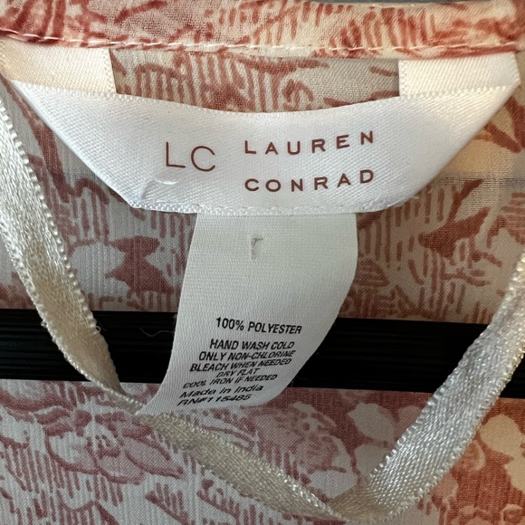 LC Lauren Conrad sheer kimono pink floral duster robe boho coverup Cottagcore - Picture 2 of 6